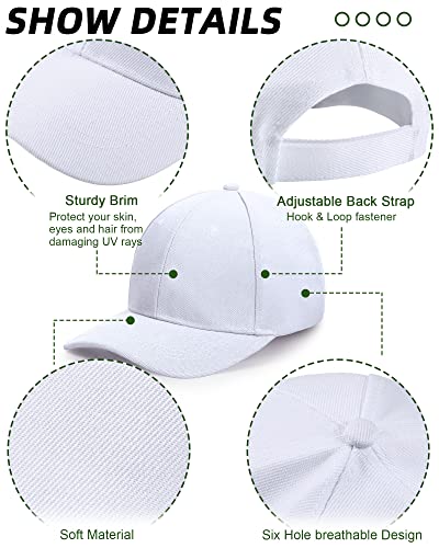 Foaincore 36 Pack Blank Baseball Cap Bulk Adjustable Back Strap Sublimation Hats Plain Unisex Trucker Hat for Men Women - color: White