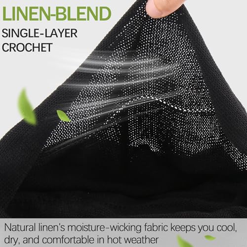 Ababalaya Breathable Cotton Linen Slouchy Beanie Hat for Women - color: Black