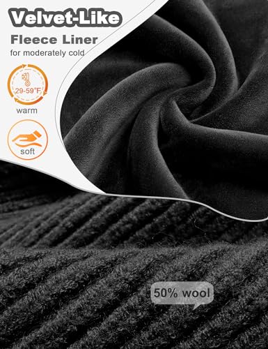 Fleece Lined Wool Short Fisherman Beanie Men Women Cuff Winter Hat - color: 1pc-black