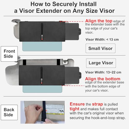 Veharvim Sun Visor Extender for Car (Zipper Slider& Prevents Fingerprints, UV400, PC Lens), Visor Extender Attachment for Car Visor, Anti-Glare for Safe Driving (Driver Side) - size: Driver Side
