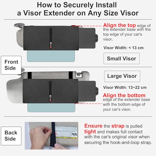 Veharvim Sun Visor Extender for Car (Zipper Slider& Prevents Fingerprints, UV400, PC Lens), Visor Extender Attachment for Car Visor, Anti-Glare for Safe Driving (Driver Side) - size: Driver Side