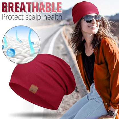 Beanie Cotton Soft and Skin Friendly Unisex Beanie Hat Beanies Hats Men Slouchy Beanie Hats for Women - color: Red