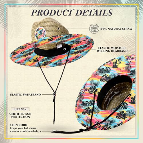 Cuffbow 2 Pack Straw Sun Hats for Women Men - style: Tropical Floral