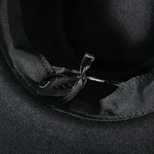 Classic Western Cowboy Hat Cowgirl Hat Unisex Men's & Women's Wide Brim Felt Fedora Hat Flat Top with Buckle Belt - color: Black 2#, size: 7-7 1/4