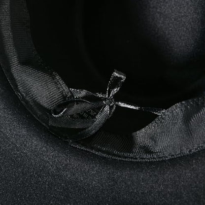 Classic Western Cowboy Hat Cowgirl Hat Unisex Men's & Women's Wide Brim Felt Fedora Hat Flat Top with Buckle Belt - color: Black 2#, size: 7-7 1/4