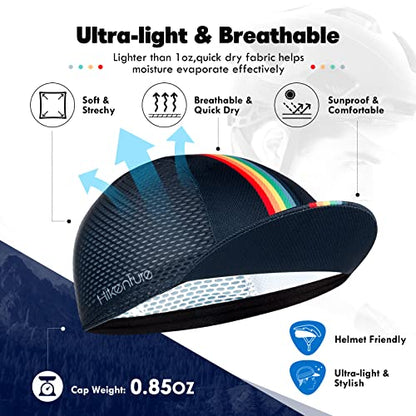 Hikenture Cycling Cap,Cooling Skull Cap Bike Hat with Sun Visor, Summer Breathable Helmet Liner Biking Cap for Men Women - color: Navy