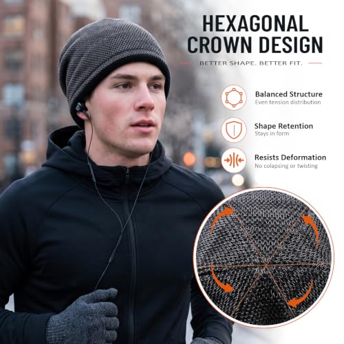 Lvaiz Winter Beanie for Men Women Warm Fleece Lined Reversible Skull Cap - color: Mixed Grey+dark Grey