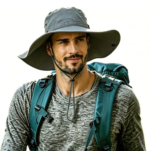 Super Wide Brim Sun Hat for Men/Women–UPF 50+ UV Protection, Large Bucket Hat for Fishing, Hiking, Gardening - color: U044 Gray Blue, size: X-Large