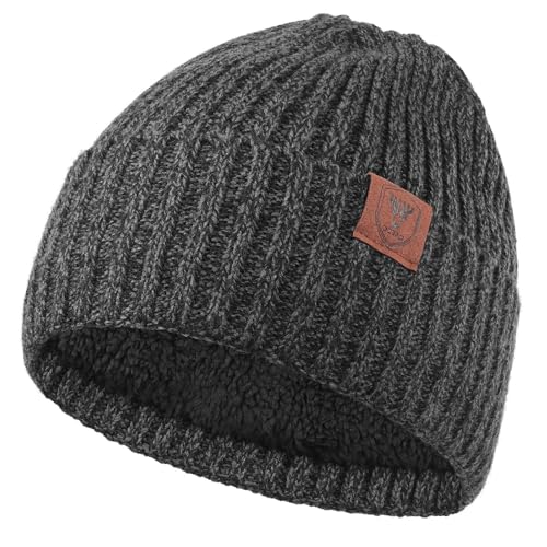 OZERO Winter Beanie for Men Women,Thermal Knit Soft Fleece Lined Hats - color: Gray