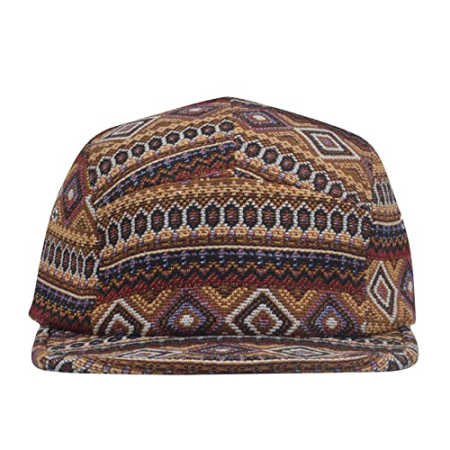 5 Panel Camper Hat | Multi-Color Unique Designs | Caps for Men & Women | Large or X-Large - color: Jacquard Brown Multi, size: 7 1/4-7 3/8