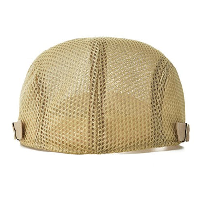 VOBOOM Men Mesh Newsboy Flat Cap Ivy Cabbie Newsboy Cap - color: Khaki
