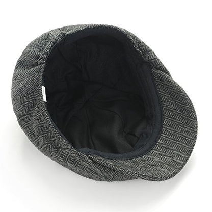 Gatsby Newsboy Hat Men Women Classic Herringbone 8 Panel Trendy Tweeb Flat Cap - color: B Dark Gray