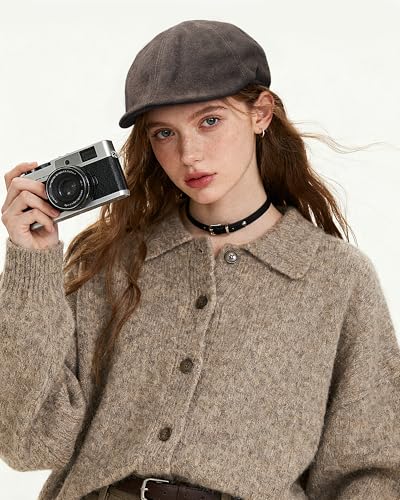 Clakllie Polyester Suede Newsboy Flat Cap Vintage Ivy Cabbie Caps Classic Irish Newsies Gatsby Hat Golf Hunting Gatsby Hat - color: Cdus-nb25q09-taupe