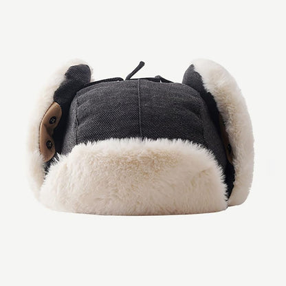 ASWER Trapper Warm Russian Trooper Hat Winter Skiing Cap Women Men Windproof - color: Z-black