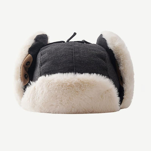 ASWER Trapper Warm Russian Trooper Hat Winter Skiing Cap Women Men Windproof - color: Z-black