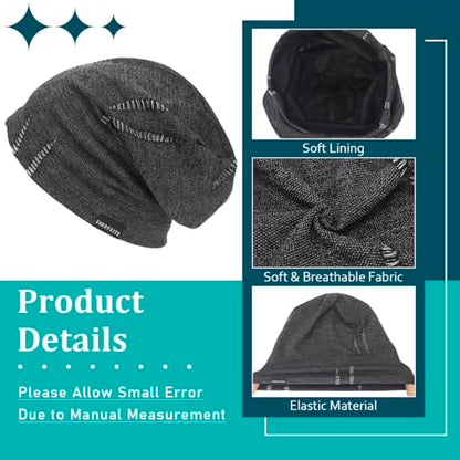 Ruphedy Men Slouchy Beanie Summer Long Oversize Thin Lightweight Skull Cap B011h - color: B402-grey, size: One Size