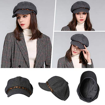 Comhats Women's Wool Winter Warm Newsboy Hats, Fashion Pageboy Beret Cap - color: 91611_gray, size: Medium