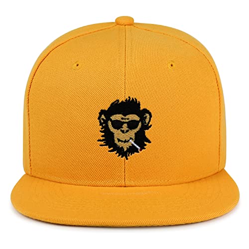 Smoking Monkey Hip-Hop Snapback Hat Embroidered Baseball Cap Wild Animal Funny - color: 09. Yellow