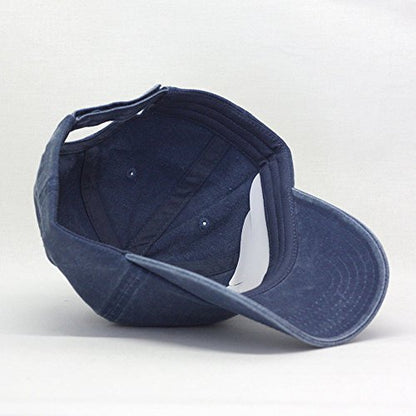 Plain Washed Cotton Adjustable 6 Panel Dad Hat Baseball Cap - color: Navy