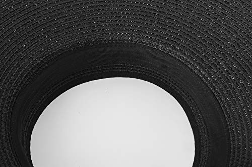 Women Sun Visors Foldable Straw Hats Summer Beach Packable Hat Floppy Wide Brim Cap Deep Style, Adjustable Size - color: Black 3