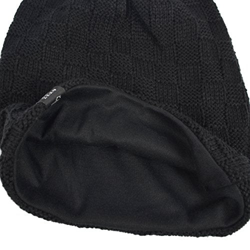 VECRY Men's Slouch Beanie Skull Cap Long Baggy Hip-Hop Winter Summer Hat - color: Checked-black