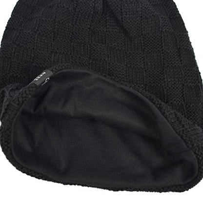 VECRY Men's Slouch Beanie Skull Cap Long Baggy Hip-Hop Winter Summer Hat - color: Checked-black