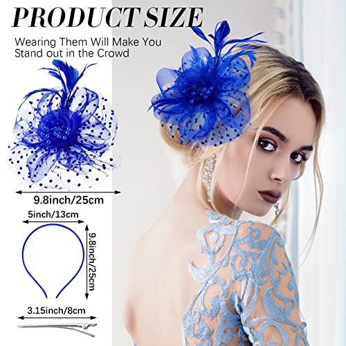Tarpop 16 Pcs Fascinators Hat Tea Party for Women Flower Mesh Fascinators Hat Wedding Feather Headband Cocktail Hair Clip - color: Mixed Colors, style: Classic