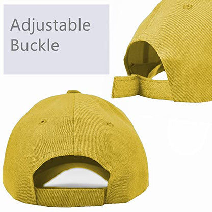 Glory Max Plain Baseball Cap Hook & Loop Strap Adjustable Solid Blank Curved Visor Hat - color: Yellow