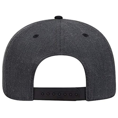 OTTO SNAP Wool Blend Twill Round Flat Visor 6 Panel Pro Style Snapback Hat - color: Blk/H.blk/H.blk