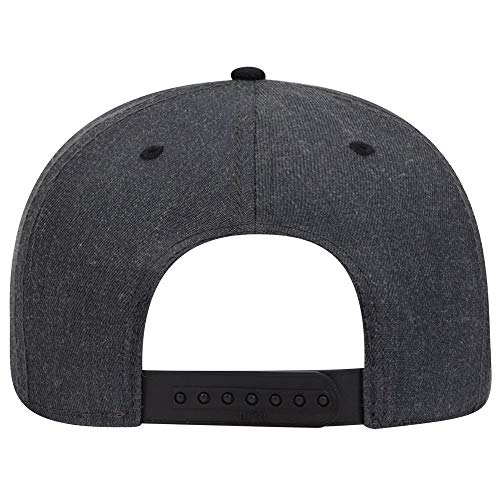 OTTO SNAP Wool Blend Twill Round Flat Visor 6 Panel Pro Style Snapback Hat - color: Blk/H.blk/H.blk