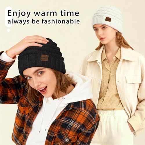 ZOORON Womens Winter Hat Slouchy Beanies for Women Cable Knit Beanie Hats - color: 1pack- White