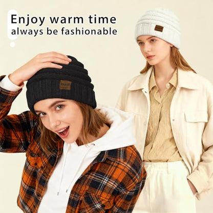 ZOORON Womens Winter Hat Slouchy Beanies for Women Cable Knit Beanie Hats - color: 1pack- White