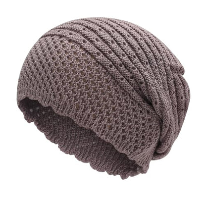 ZLYC Crochet Slouchy Beanie for Women Soft Lightweight Skull Cap - color: Plain Gray