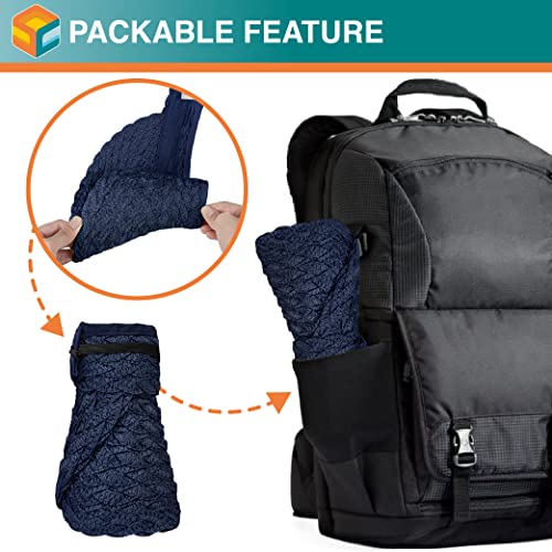 SUN CUBE Women Sun Visor Hat, Straw Beach Hat Wide Brim UV Protection, Foldable Packable Cap, Roll Up Ponytail Summer Visor - color: Navy