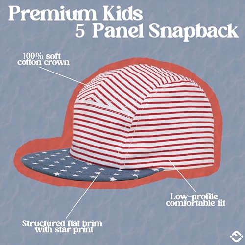 Funky Junque Kids 5 Panel Hat - Toddler Boys American Flag Baseball Cap, Patriotic Infant Baby Sun Hat for 4th of July - color: Usa Flag - Red/White/Blue, size: 2-9 Years