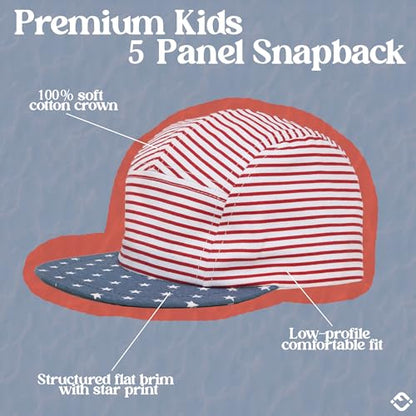 Funky Junque Kids 5 Panel Hat - Toddler Boys American Flag Baseball Cap, Patriotic Infant Baby Sun Hat for 4th of July - color: Usa Flag - Red/White/Blue, size: 2-9 Years