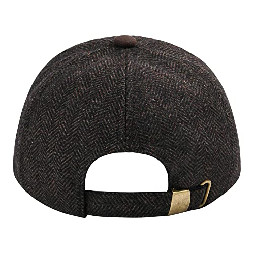 BOTVELA Men Wool Adjustable Tweed Baseball Cap - color: P Herringbone Coffee