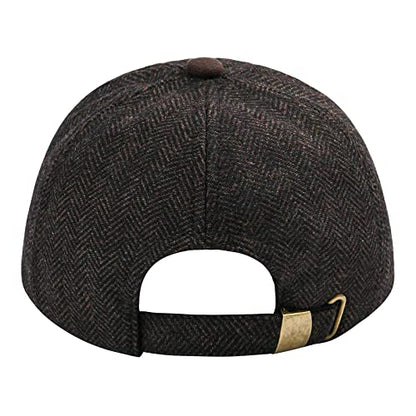 BOTVELA Men Wool Adjustable Tweed Baseball Cap - color: P Herringbone Coffee