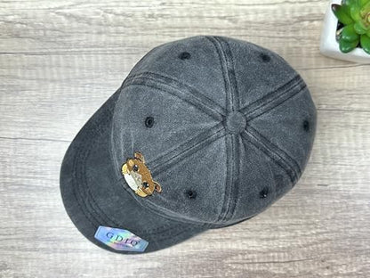 Adjustable Embroidery Animal Baseball Hat for Kid Toddler Child - color: Hamster (Washed Black)