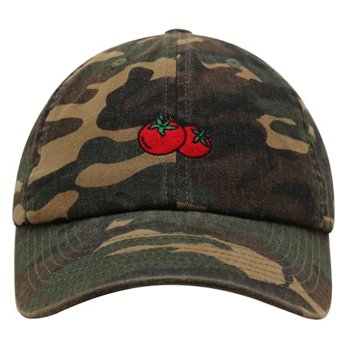 JPAK Two Tomatoes Premium Dad Hat Embroidered Cotton Baseball Cap Vegetables Embroidery - color: Green Camo