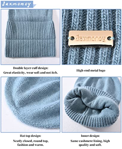 jaxmonoy Slouchy Beanies for Women Winter Lightweight Ladies Knit Hat Cuffed Soft Warm Slouch Beanie Cap - Brown - color: Blue