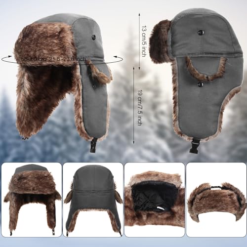 SATINIOR 1 Pcs Unisex Trapper Hat with Chin Strap Earflaps Hat - color: Grey