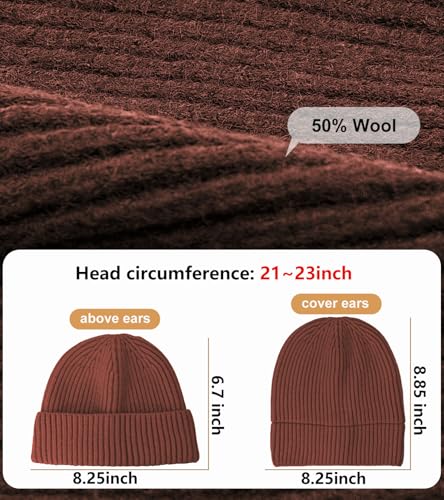 Wool Fisherman Beanies for Men Knit Fall Winter Beanie Hat Skull Cap - color: Dark Coffee