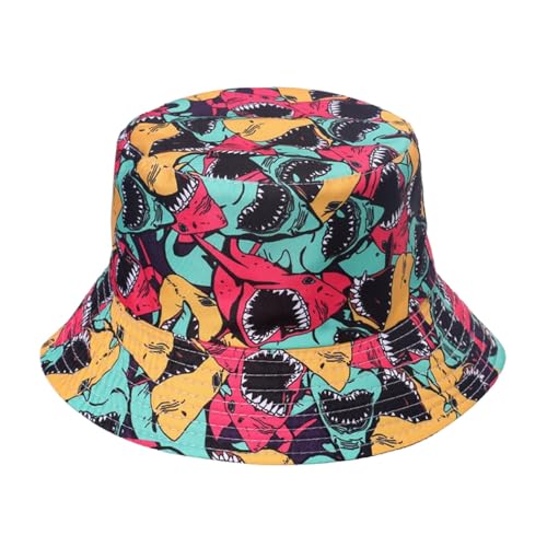 Quanhaigou Bucket Hats Unisex Summer Travel Beach Fisherman Cap for Men Women Teens - color: Colorful Shark