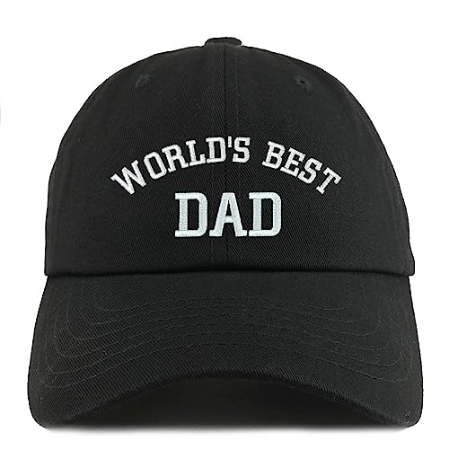 Trendy Apparel Shop World's Best Dad Embroidered Low Profile Soft Cotton Dad Hat Cap - color: Black