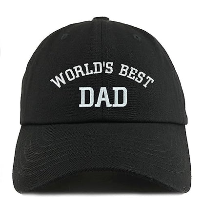 Trendy Apparel Shop World's Best Dad Embroidered Low Profile Soft Cotton Dad Hat Cap - color: Black