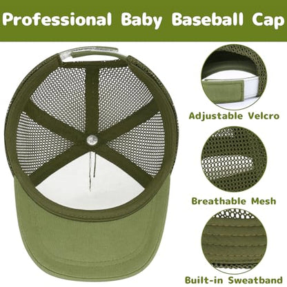 Olreco Baby Baseball Cap Toddler Baseball Hat with Mesh Infant Hat for Baby Boy Hats Toddler Ball Cap Kids Trucker Hats Girls - color: Green, size: 0-12 Months