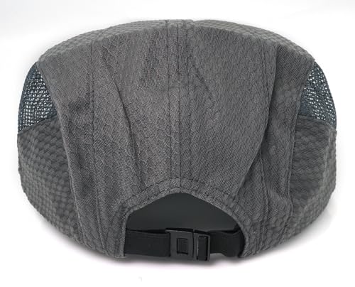 Mesh Cap Breathable Summer Newsboy Hat Adjustable Beret Ivy Cap Irish Cabbie Driving Fishing Hats - color: Dark Gray