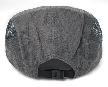 Mesh Cap Breathable Summer Newsboy Hat Adjustable Beret Ivy Cap Irish Cabbie Driving Fishing Hats - color: Dark Gray