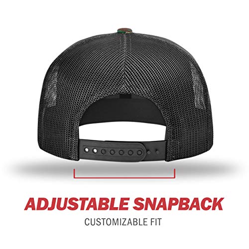 Richardson Unisex 511 Flatbill Trucker Adjustable Snapback Baseball Cap - color: Green Camo/Black